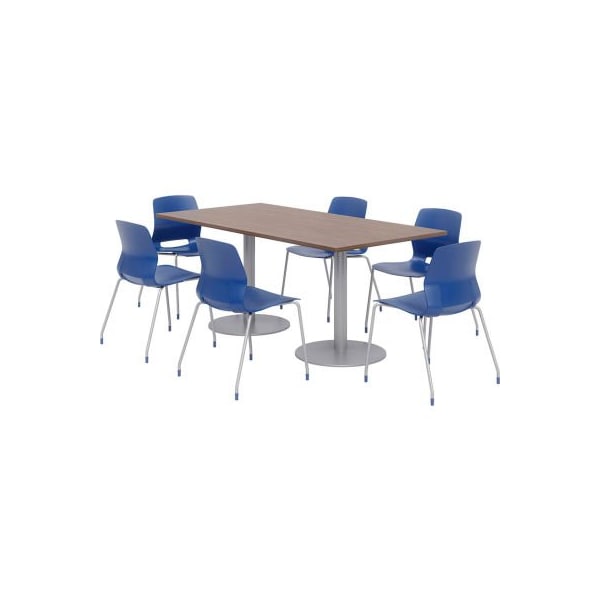 Kfi KFI Table & Chair Set, 72"Lx36"W, Teak Table With Navy Chairs OLTFL3672RA-B1922-SL-7960K-OL2700-P03 - main